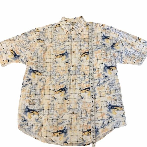 MENS CROSSINGS Cream Marlin Print Button Up Shirt - Picture 5 of 7